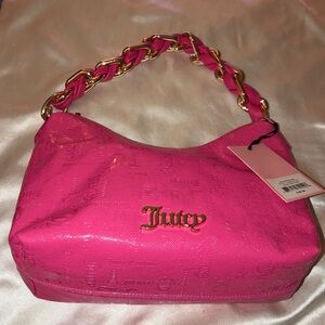 Juicy Couture Pink Flash Enchanted Hobo Bag Top Handle Woven Chunky Strap NWT